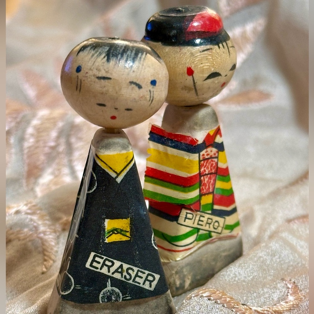 Japan Export Figural Eraser 1950s Kitch PAIR